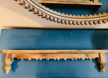 Rustic Wood Shelf with Scallop Edge Decor