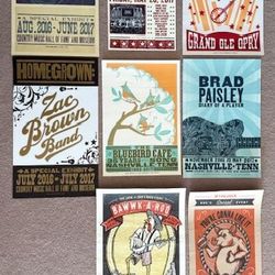 VINTAGE NASHVILLE TENNESSEE / COUNTRY / MUSIC / BBQ POSTERS - $10.00 EACH (EXCEPT BLUEBIRD CAFE $20.00 DUE TO RARITY) OR THE LOT OF EIGHT FOR $50