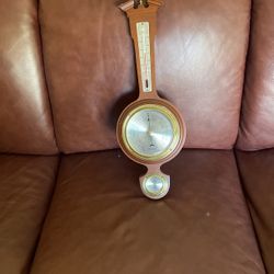 Vintage Taylor Instruments "Banjo Style" Barometer Thermometer Mahogany Wood USA