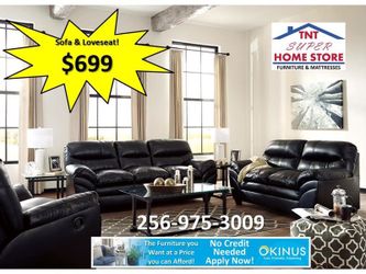 NEW Ashley Leather Sofa & Love Set