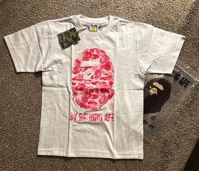 BAPE A Bathing Ape Pink Camo Ape Head Tee
