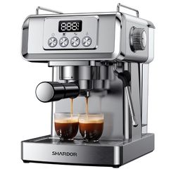 Máquina de Espresso de 20 Bares para Barista Casero, Varilla de Vapor Incorporada para Latte y Cappuccino, Cafetera de Acero Inoxidable con Pantalla d