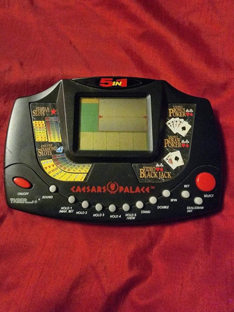 Caesars Palace 5 in 1 Handheld Video Game Slots Poker Blackjack LAS VEGAS Works