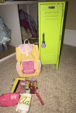 American Girl Locker with Backpack and school supplies