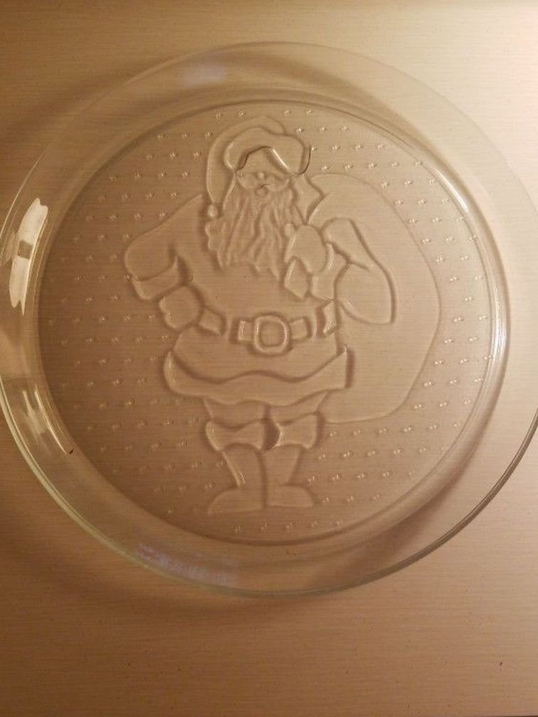 Holiday Santa Glass Platter