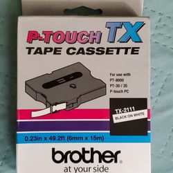 BROTHER TX-2111 6mm 1/4 IN. BLACK ON WHITE P-TOUCH Label TAPE

   Ig
