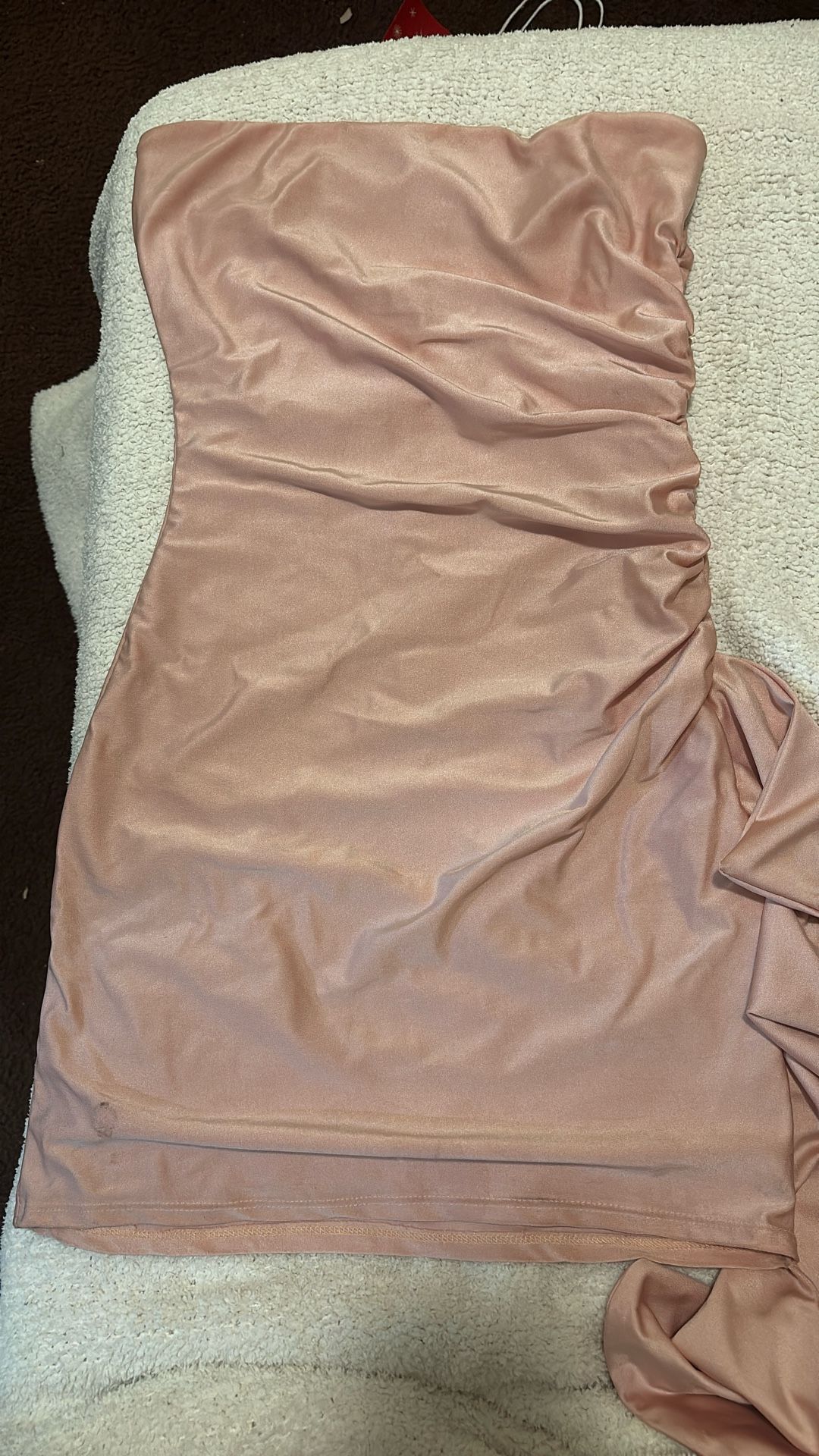 Homecoming Light Pink Tight Dress W/ Tail On The Side