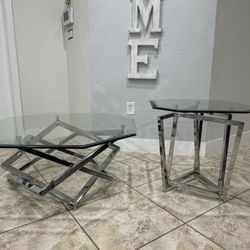 Modern Glass Coffee Table & End Table Set – Like New