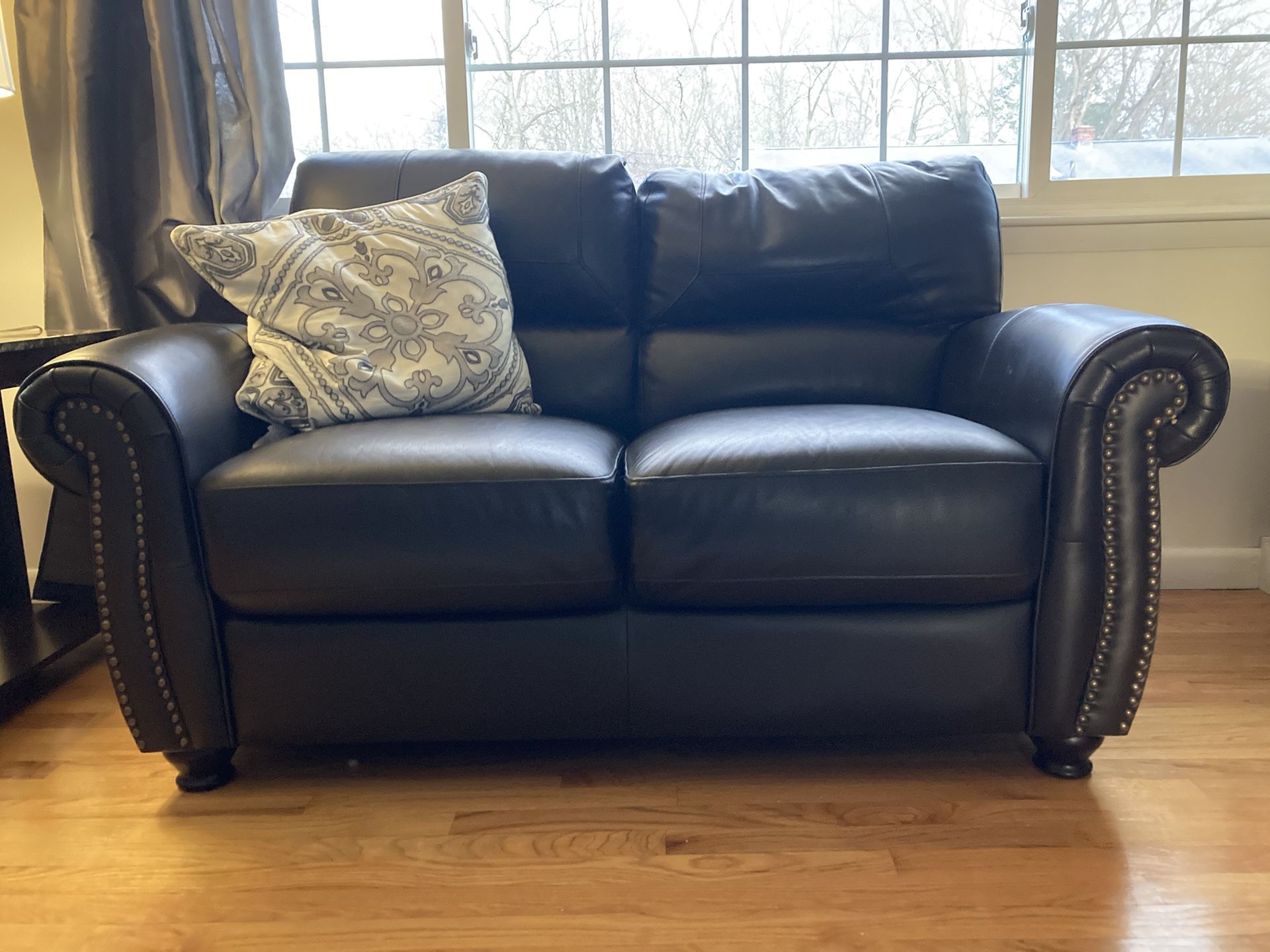 Brown Leather Loveseat Sofa