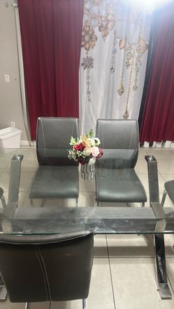 Glass Top Dining Table with Chairs