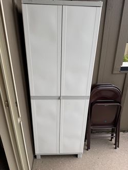 Tall Plastic Storage Cabinet with Doors