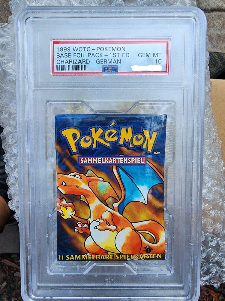 1999 Pokemon Charizard 1st Pack German Variant PSA 10