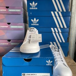 Adidas Stan Smith J Men Size 5.5 Whit/navy Blue