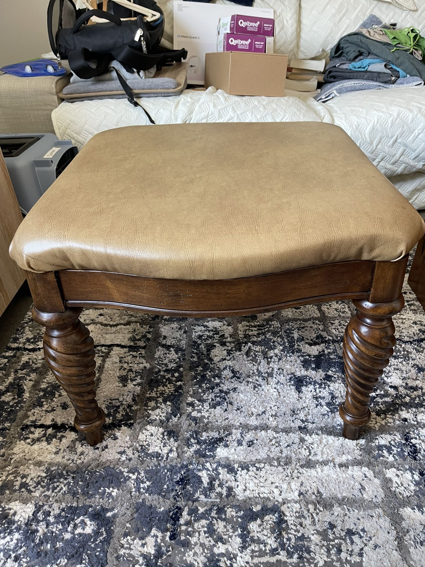 Faux Leather Ottoman