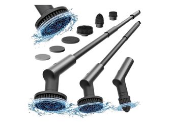 HOTO Cordless Electric Spin Scrubber, IPX7 Full Body Waterproof Bathroom Cleaning Brush, Max 22 in-lb, Shower Scrubber Brush with Long Handle, 6 Brush