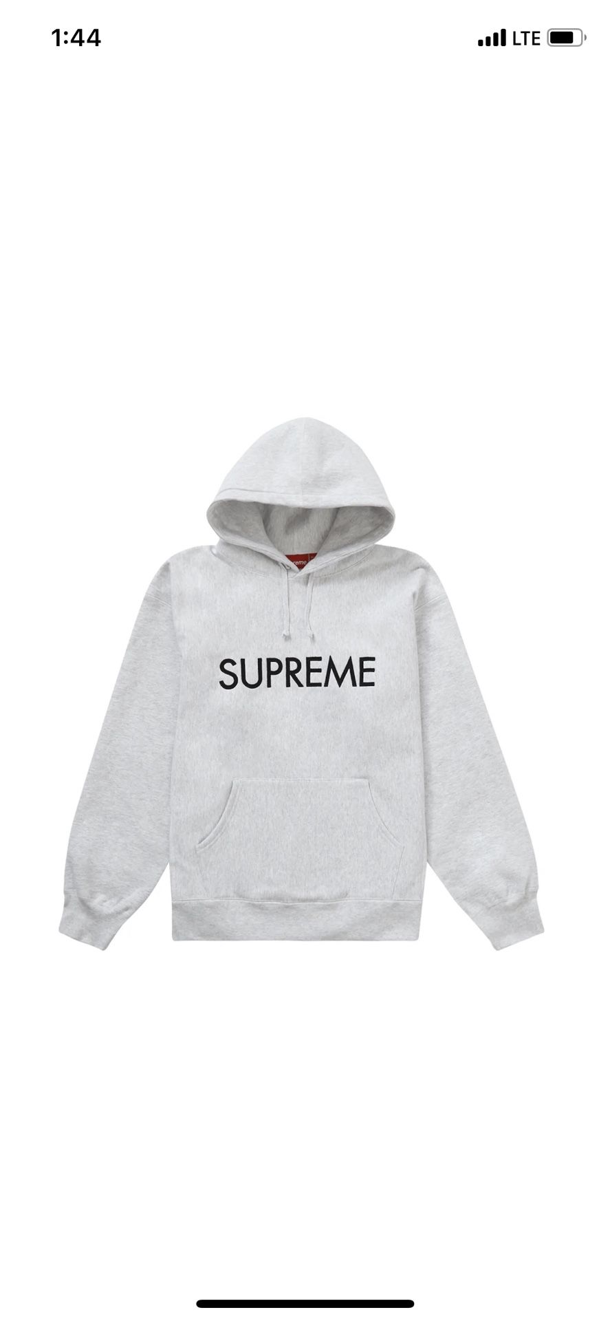 SUPREME “CAPITAL” HOODIE GREY SIZE LARGE 