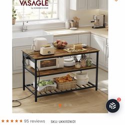 🔥 VASAGLE Kitchen Island / Storage Shelf – $50 🔥