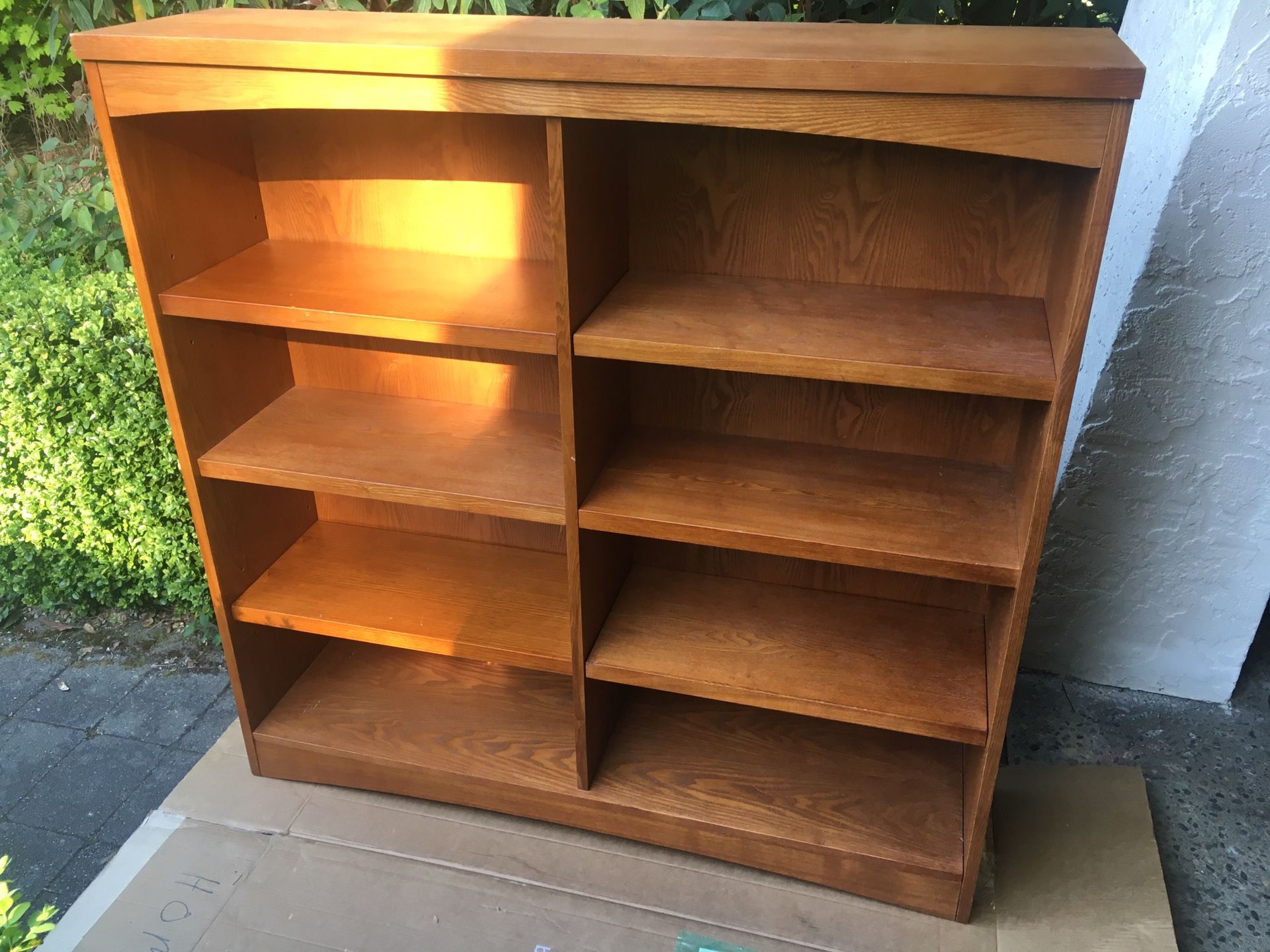 Nice hardwood bookcases:matching 48” pair