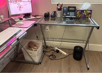 Glass L Shaped desk
