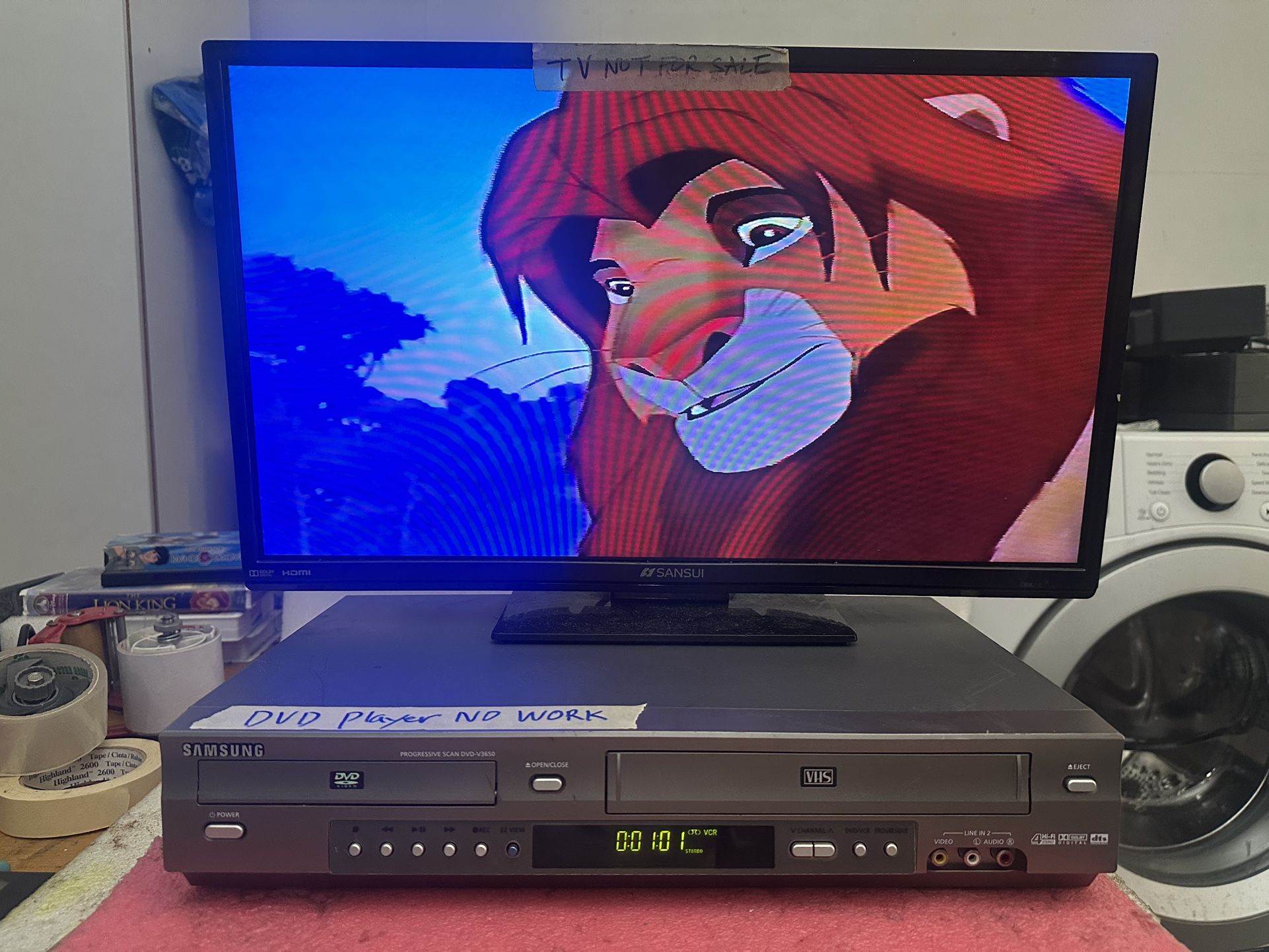 SAMSUNG DVD-V3650 DVD/VCR COMBO PLAYER 4 HEAD VHS (DVD PLAYER NO WORK)
