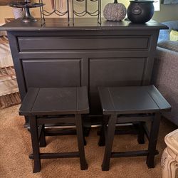 Solid Wood Black Bar Cabinet