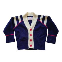 vintage sweet cream baby boy knit cardigan SZ 12 Months Navy Blue Preppy