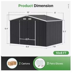 $360 firm!!! 10x8 Black, No base, Metal Storage Shed New in box. NO HOLDS