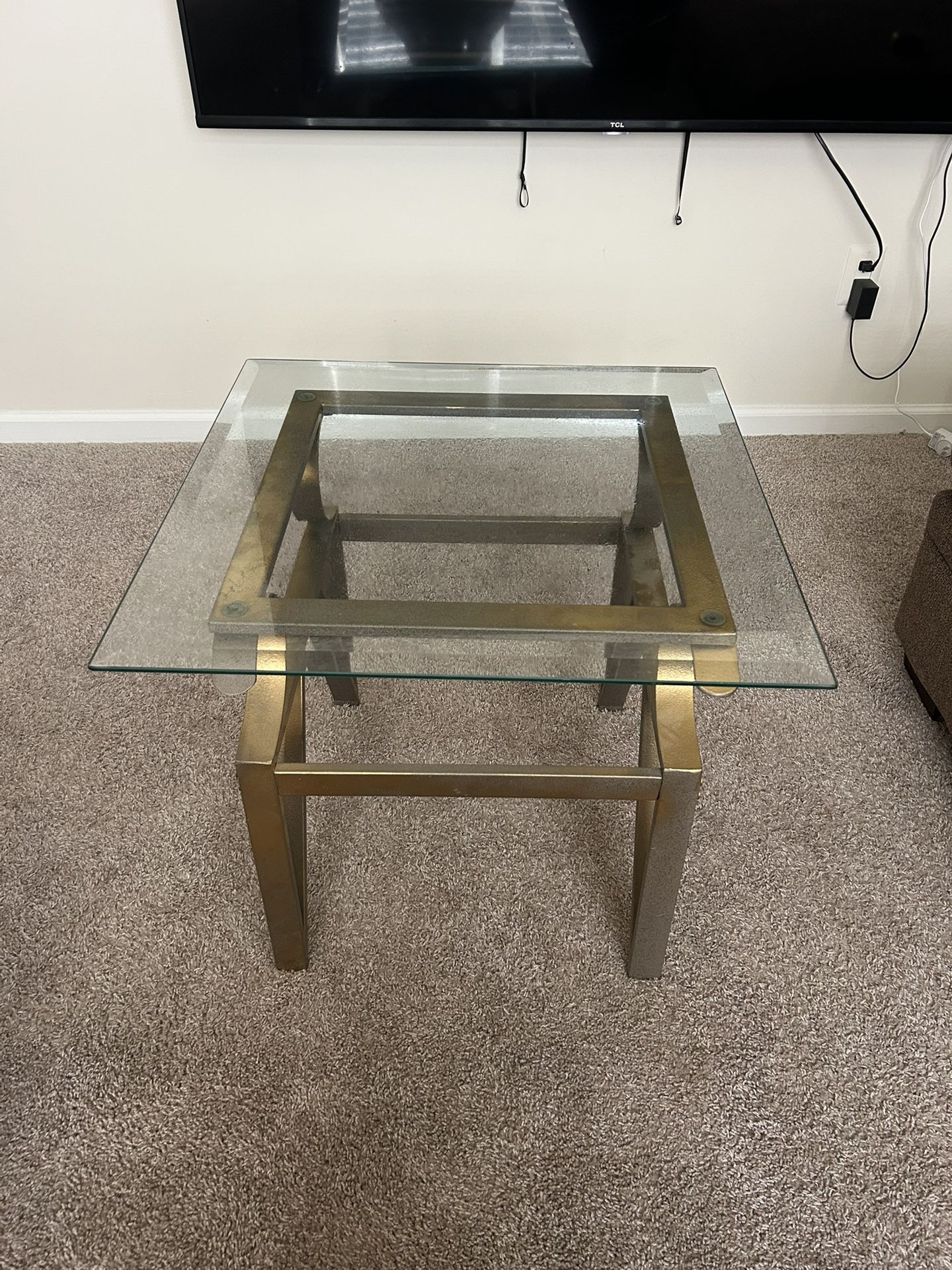 Glass And Gold Coffee Table
