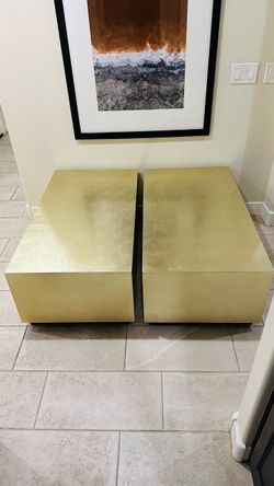 Set of 2 Gold Square Coffee Tables