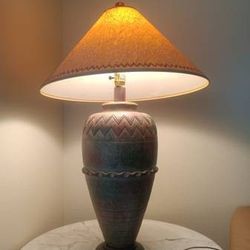 Casual Lamps 1992 Pottery Table Lamp 32" tall 19" diameter w shade 60"