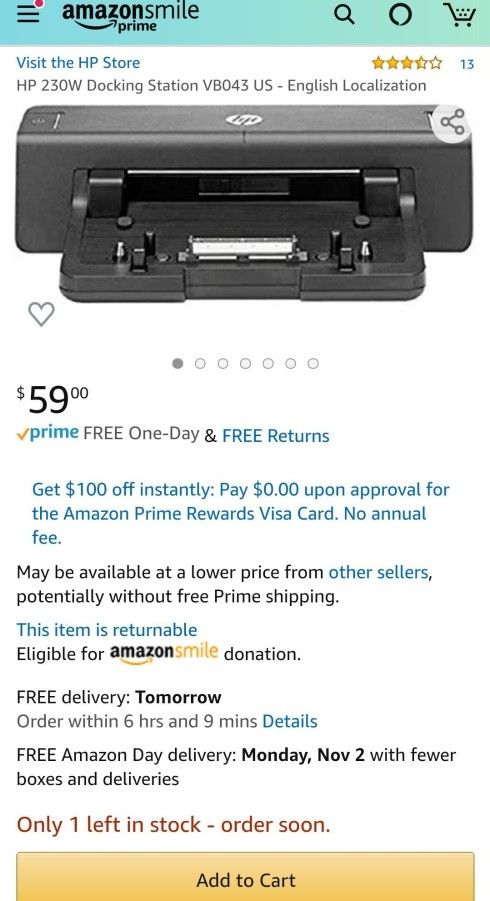 HP 230W Docking Station VB043 US