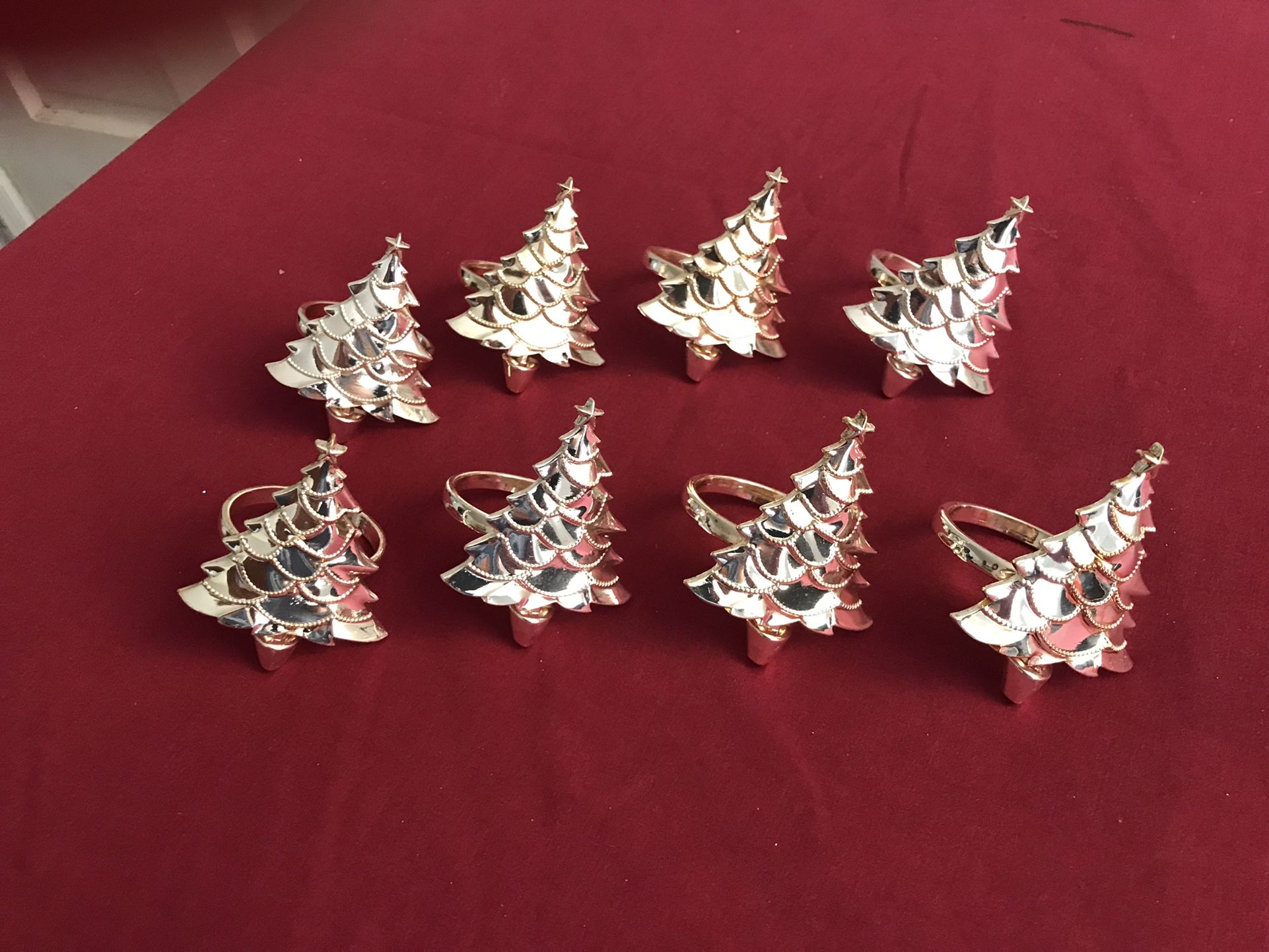 Christmas Tree Napkin Rings, Set Of 8