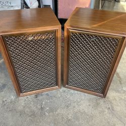 Vtg Coral BX-1000 Speakers 3-Way System - Japanese Hi-Fi - Lattice Grills beautiful wood cabinets