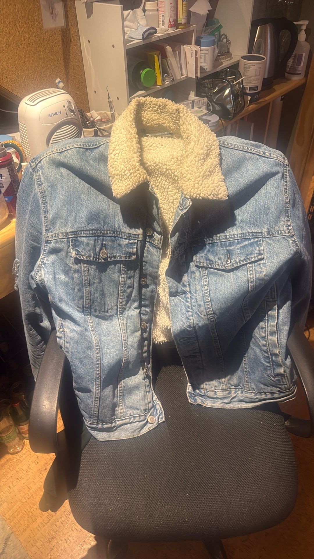 Denim Jacket With Sheep Liner 