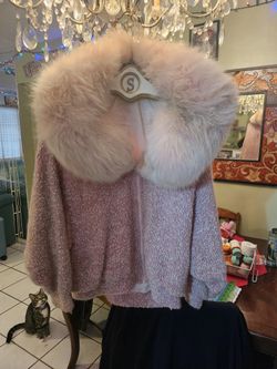 Pink Sweater With Fox Collar