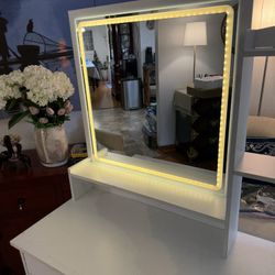White Vanity With LED Mirror