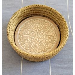 Handmade Bread or Tortilla Tortillero Warmer with Woven Serving Basket, New