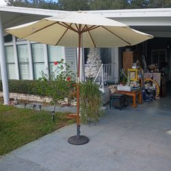Two 9ft Wood Market Umbrellas