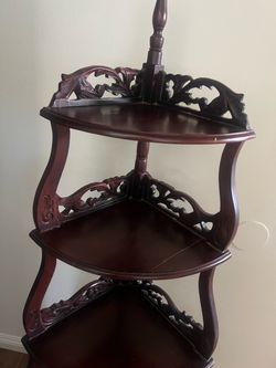 Vintage dark wood corner cabinet