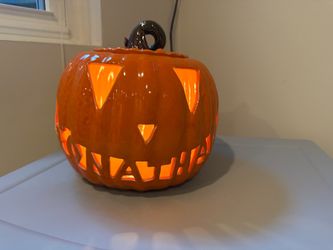 Ceramic Light-Up Halloween Jack-O-Lantern