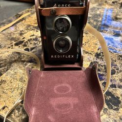 Ansco Rediflex Vintage Box Camera With Leather Case 