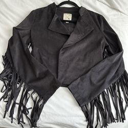 Black Suede Fringe Jacket 