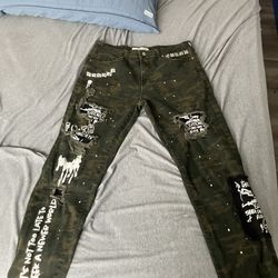 distressed Denim , graphic-print jeans