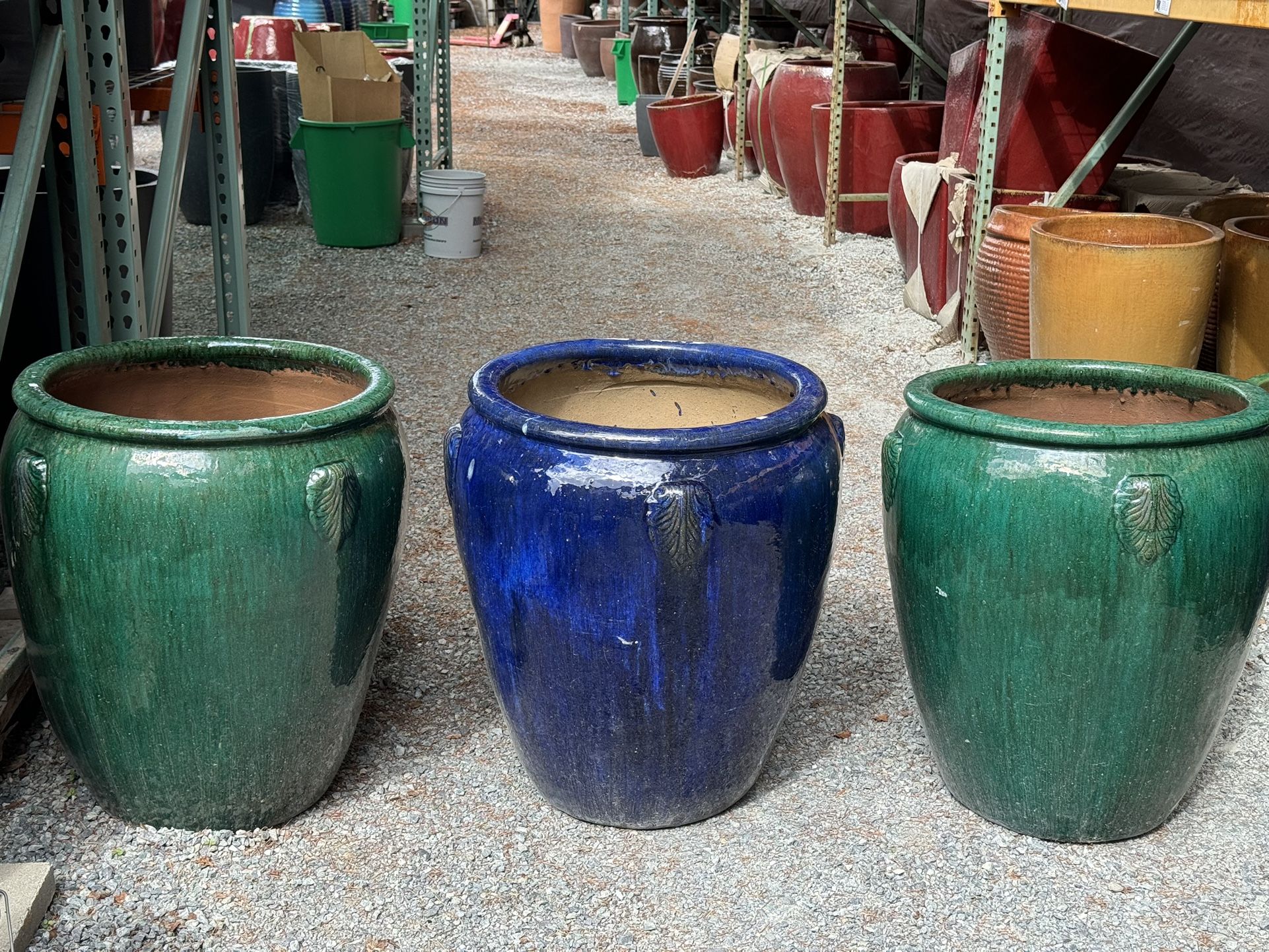 Emerald Green & Cobalt Blue Tree Planter 26diax32ht