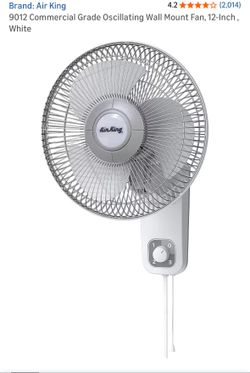 9012 Commercial Grade Oscillating Wall Mount Fan, 12-Inch , White