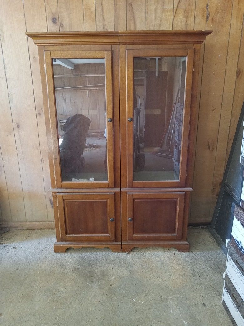 Two Knick K Nack Caninets With Glass Shelves