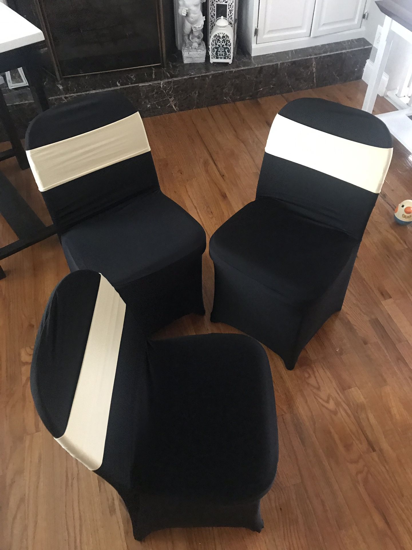 12 black chairs covers with beige