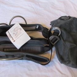 Brand New Black Diamond "Focus" Gray & Black Climbing Harness with Case Size XS