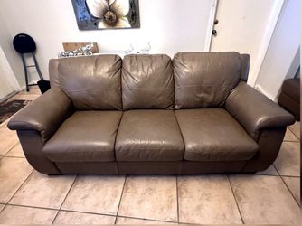 Brown 3-Seater Leather Sofa / Couch