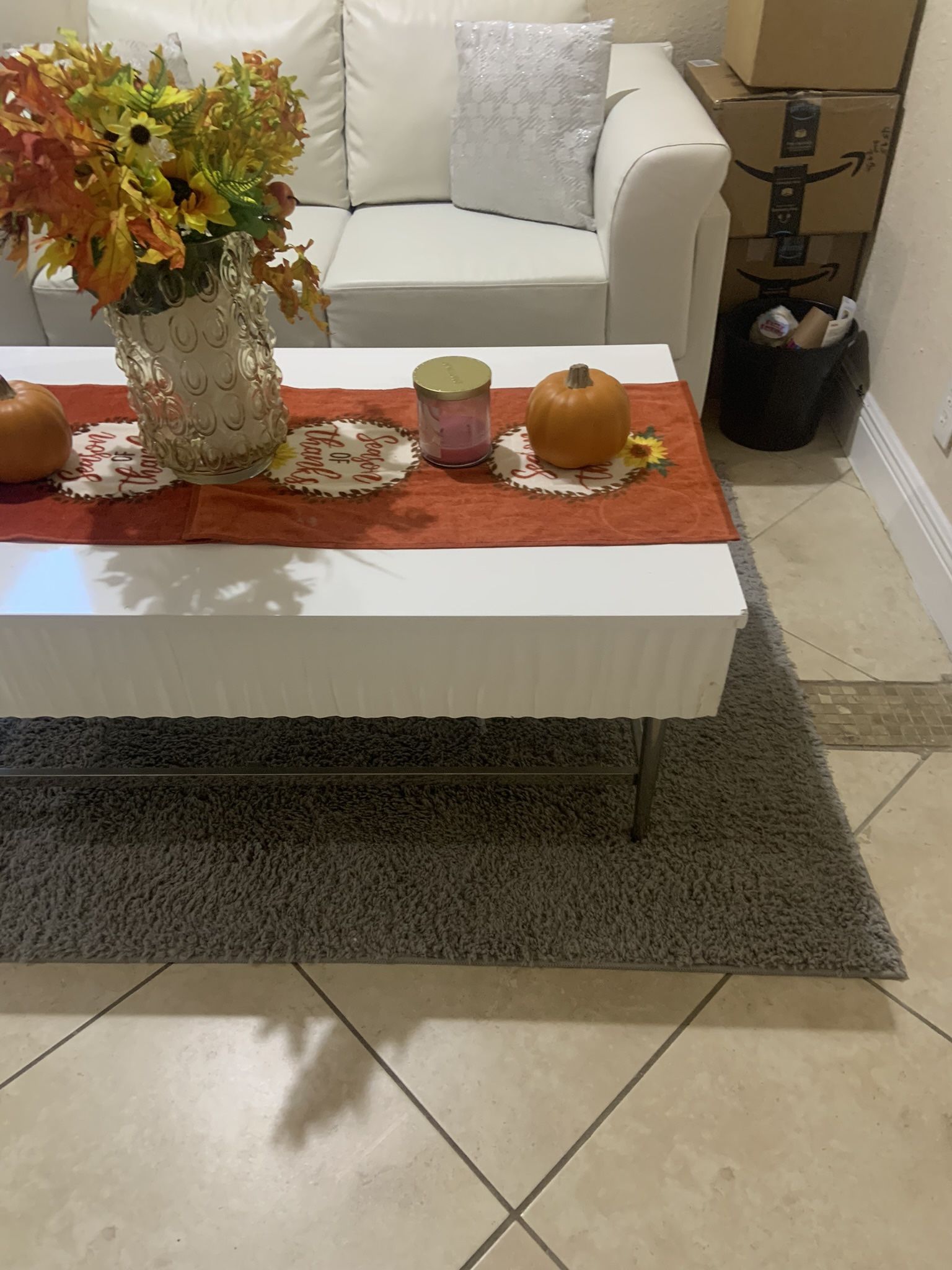 White Coffee Table, Bottom Storage